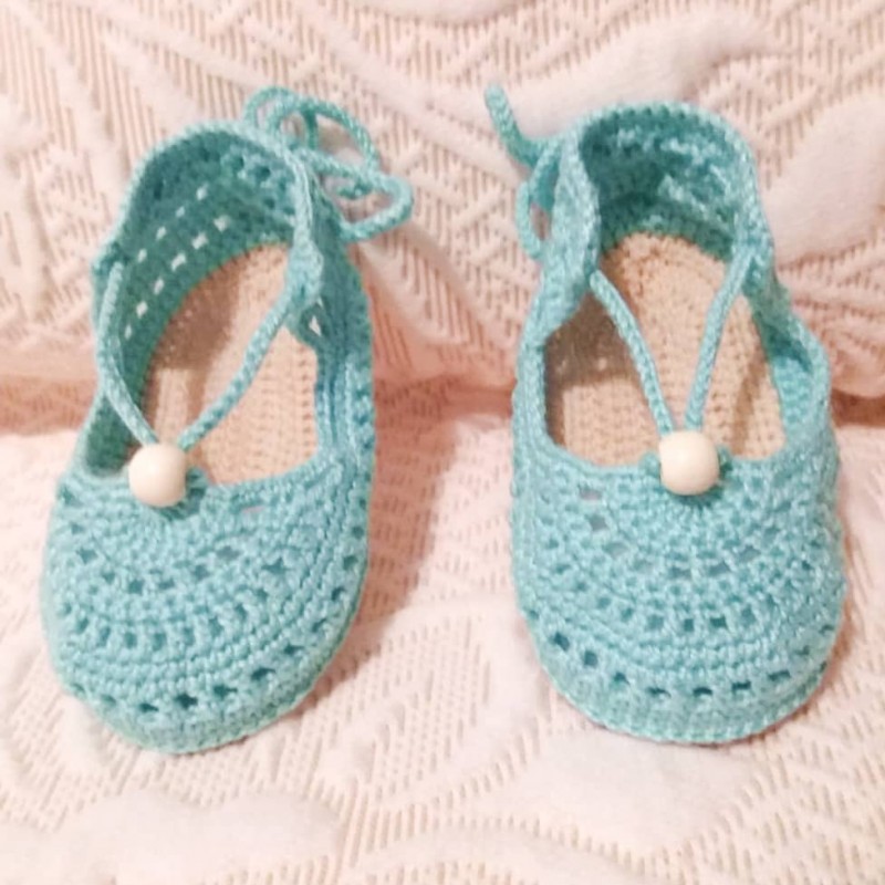Mirilla Dispensación Rústico Patucos Bebé Crochet Sandalias Mint 3 a 6 meses
